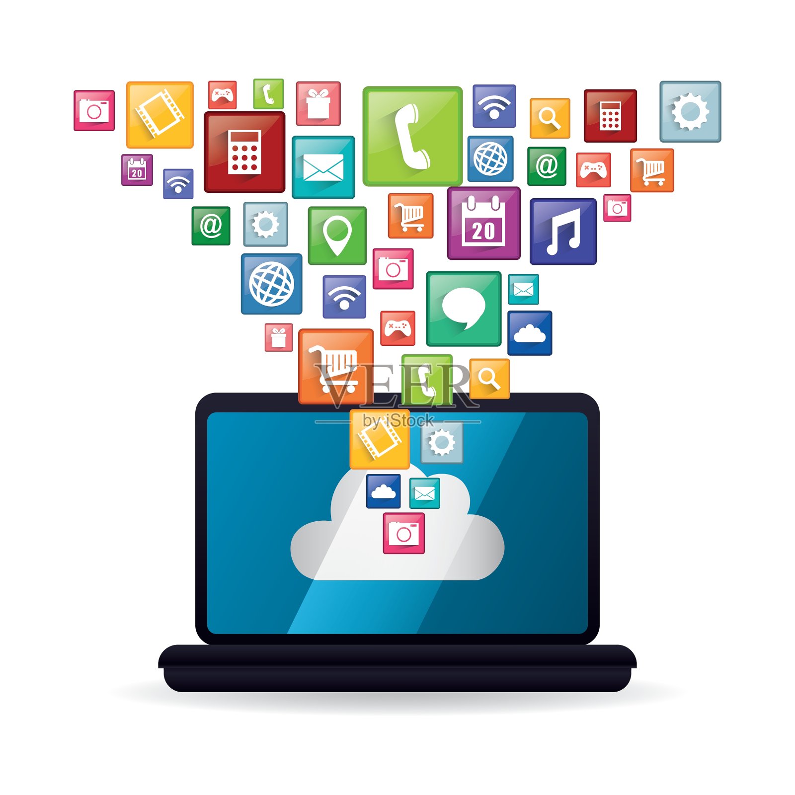 笔记本电脑移动应用程序设计图标素材