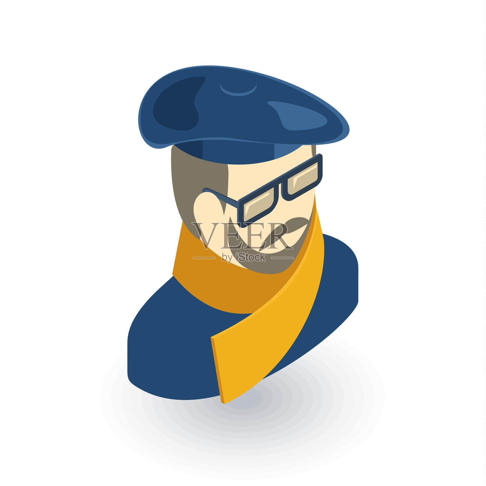 艺术家头像艺术肖像等距平面图标设计元素图片