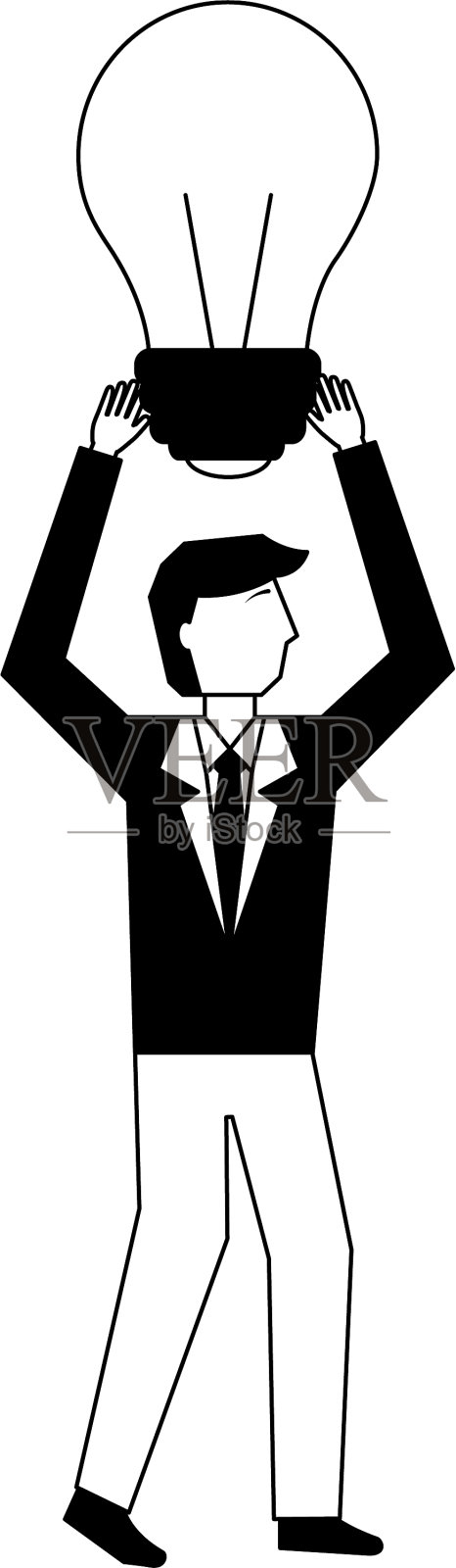 商人与灯泡化身的角色设计元素图片