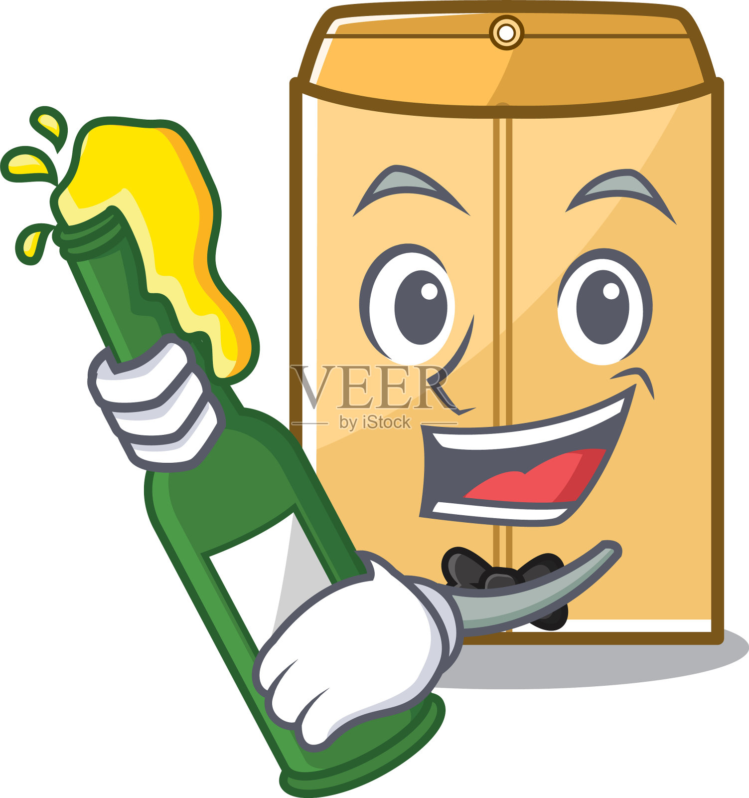 与啤酒邮寄信封孤立在卡通设计元素图片