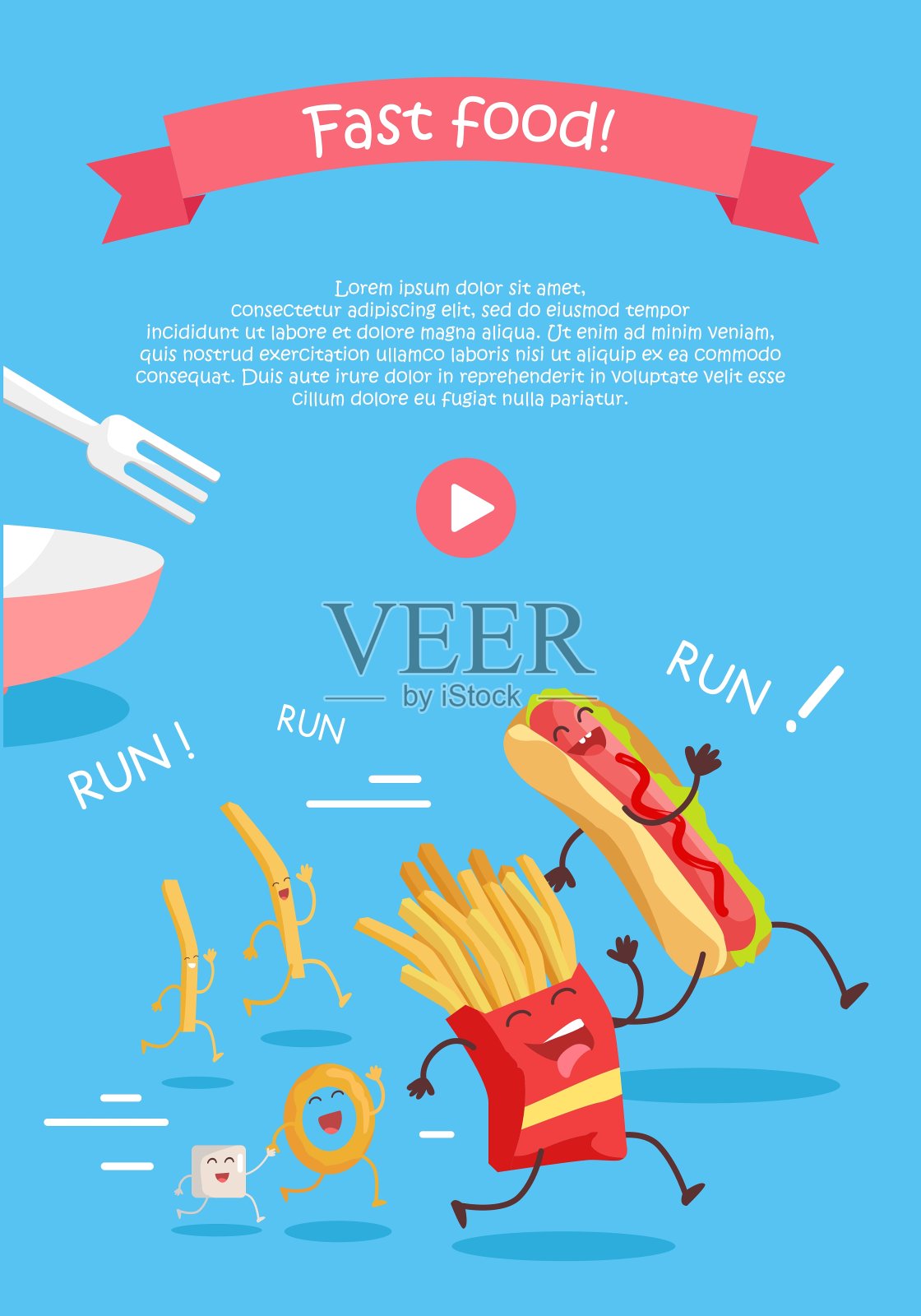 快餐卡通人物横幅设计模板素材