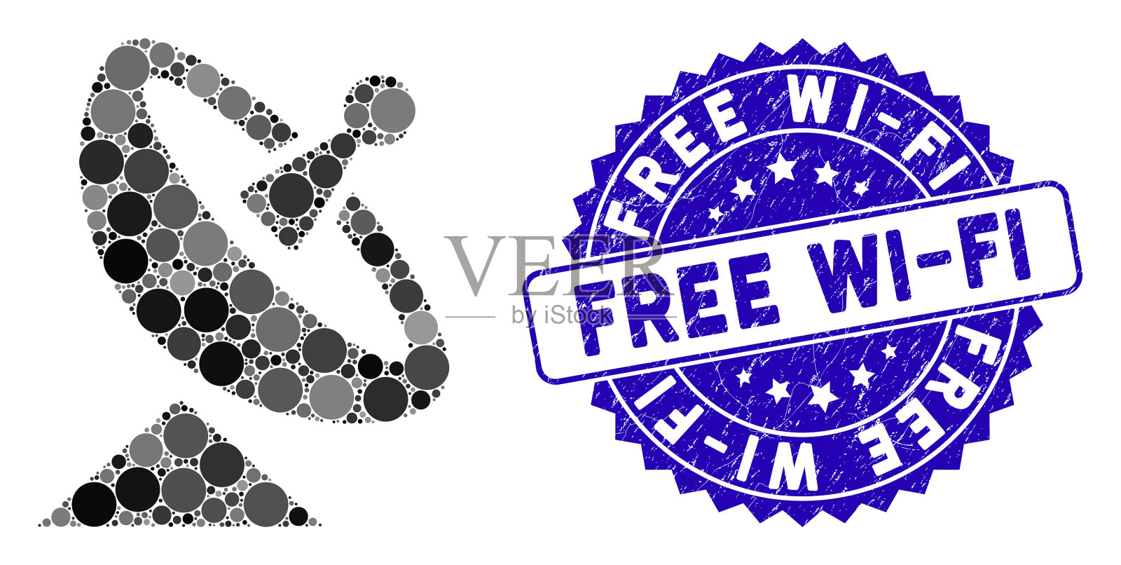 马赛克天线图标纹理免费wi-fi密封插画图片素材