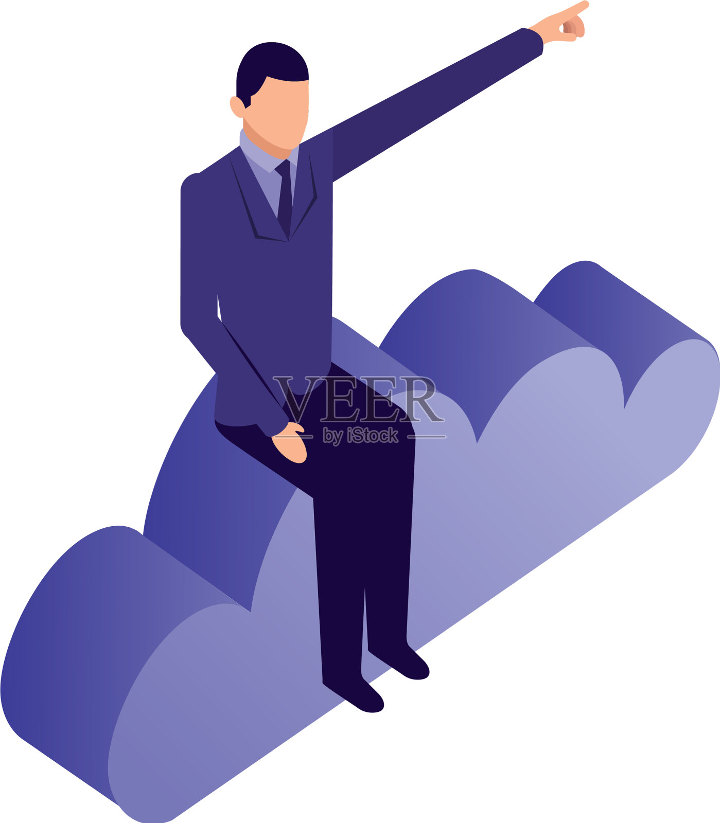 优雅的商人与云计算设计元素图片