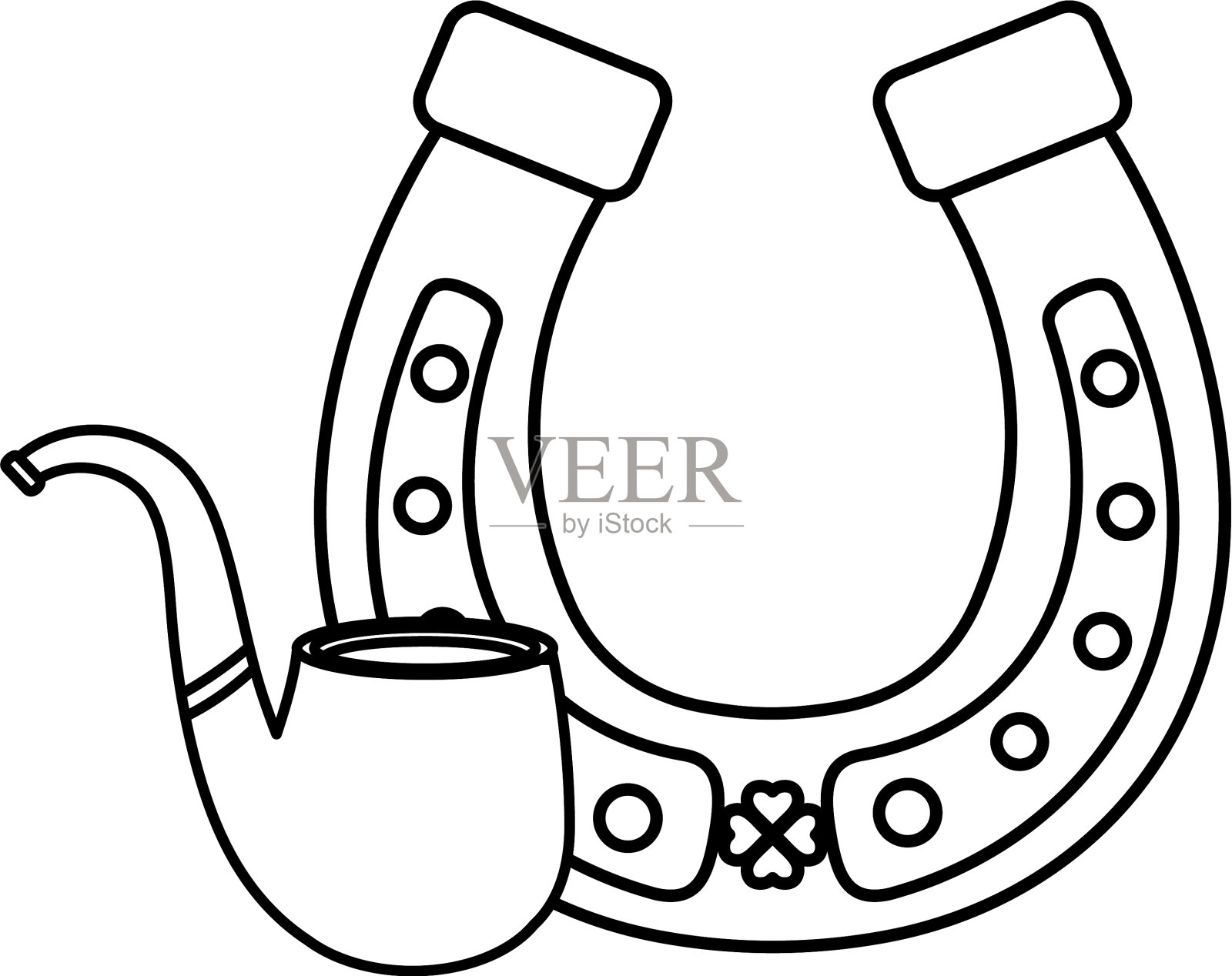 马蹄铁吉祥配木管设计元素图片