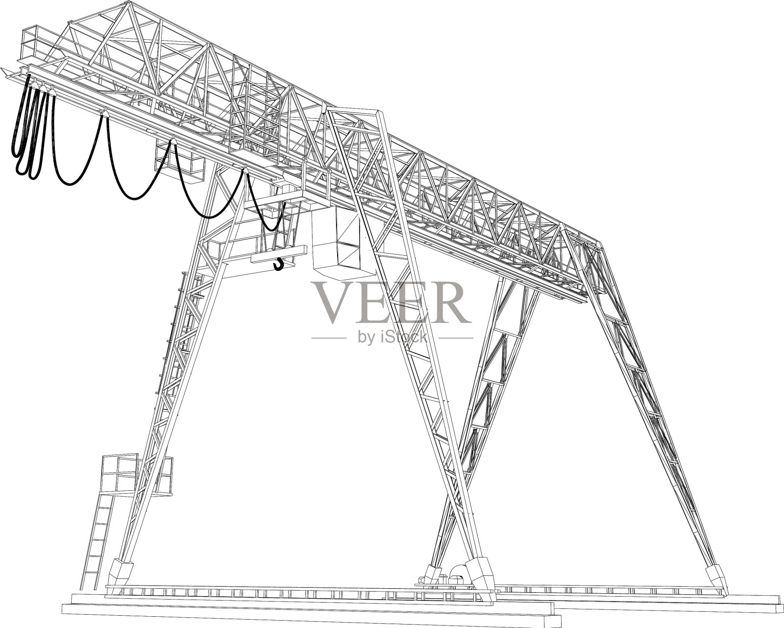 龙门起重机线框三维渲染设计元素图片