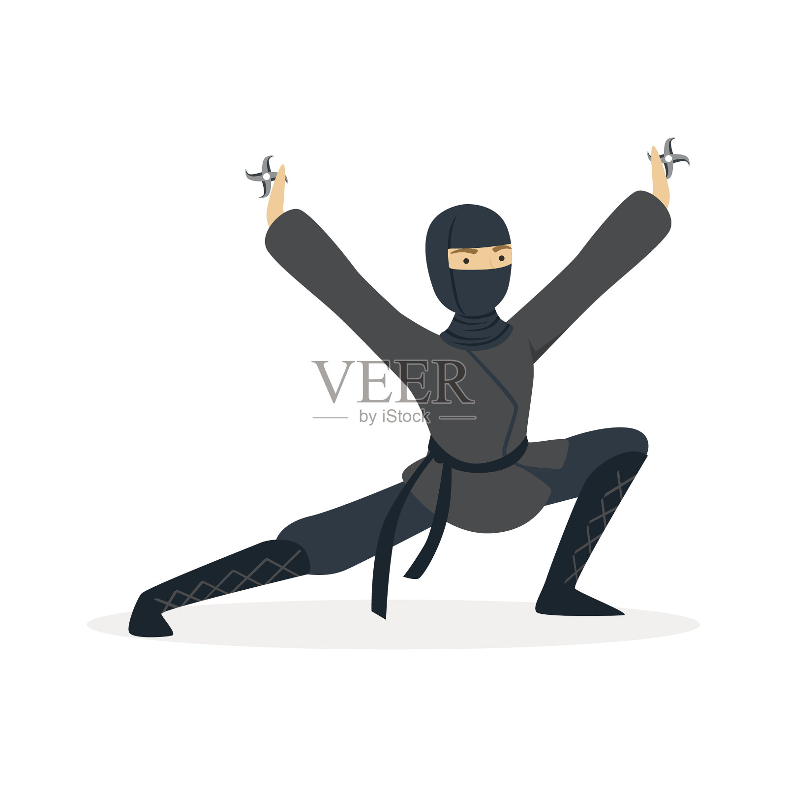 忍者刺客角色穿着全套黑色服装设计元素图片