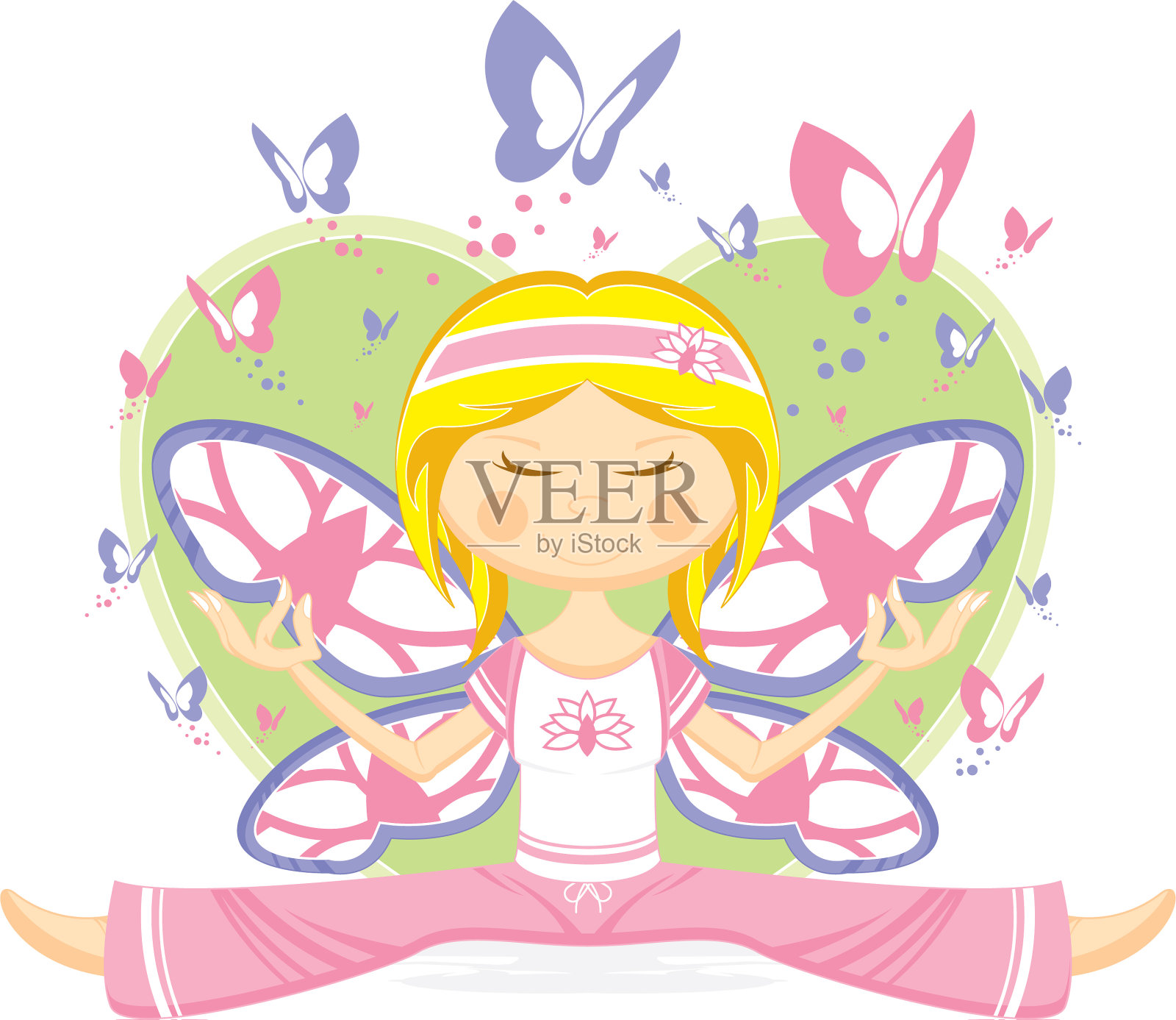 可爱的瑜伽的女孩设计元素图片