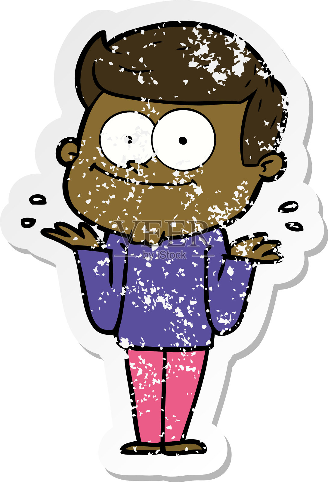 一个卡通快乐男人的苦恼贴纸设计元素图片