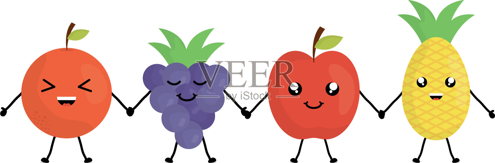 美味的水果卡哇伊字符设计元素图片