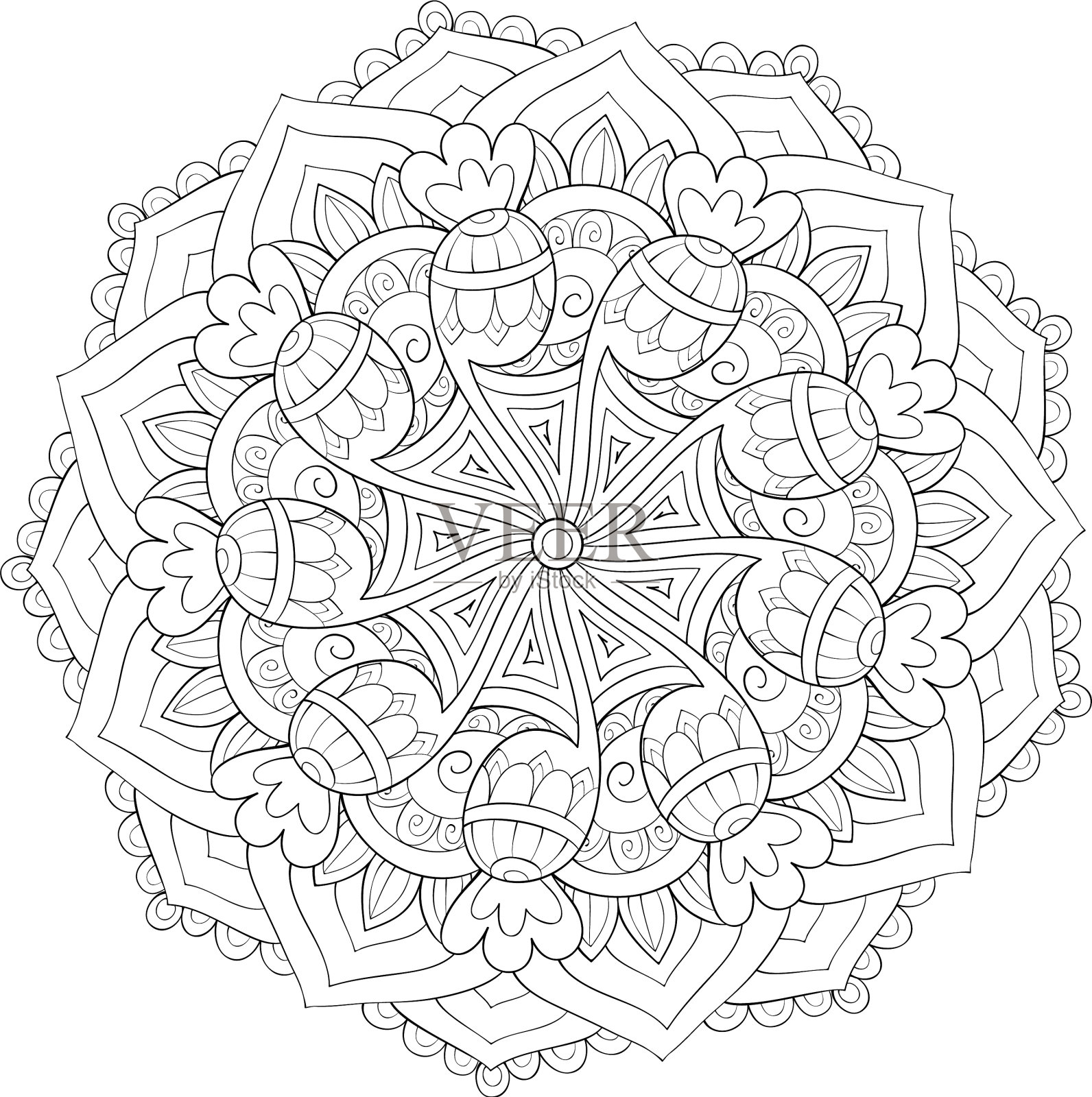 成人涂色书册一幅禅宗曼陀罗图像设计元素图片