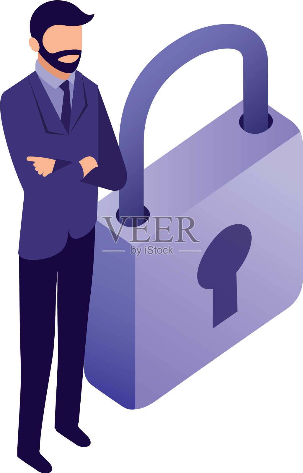 优雅的商人与挂锁设计元素图片