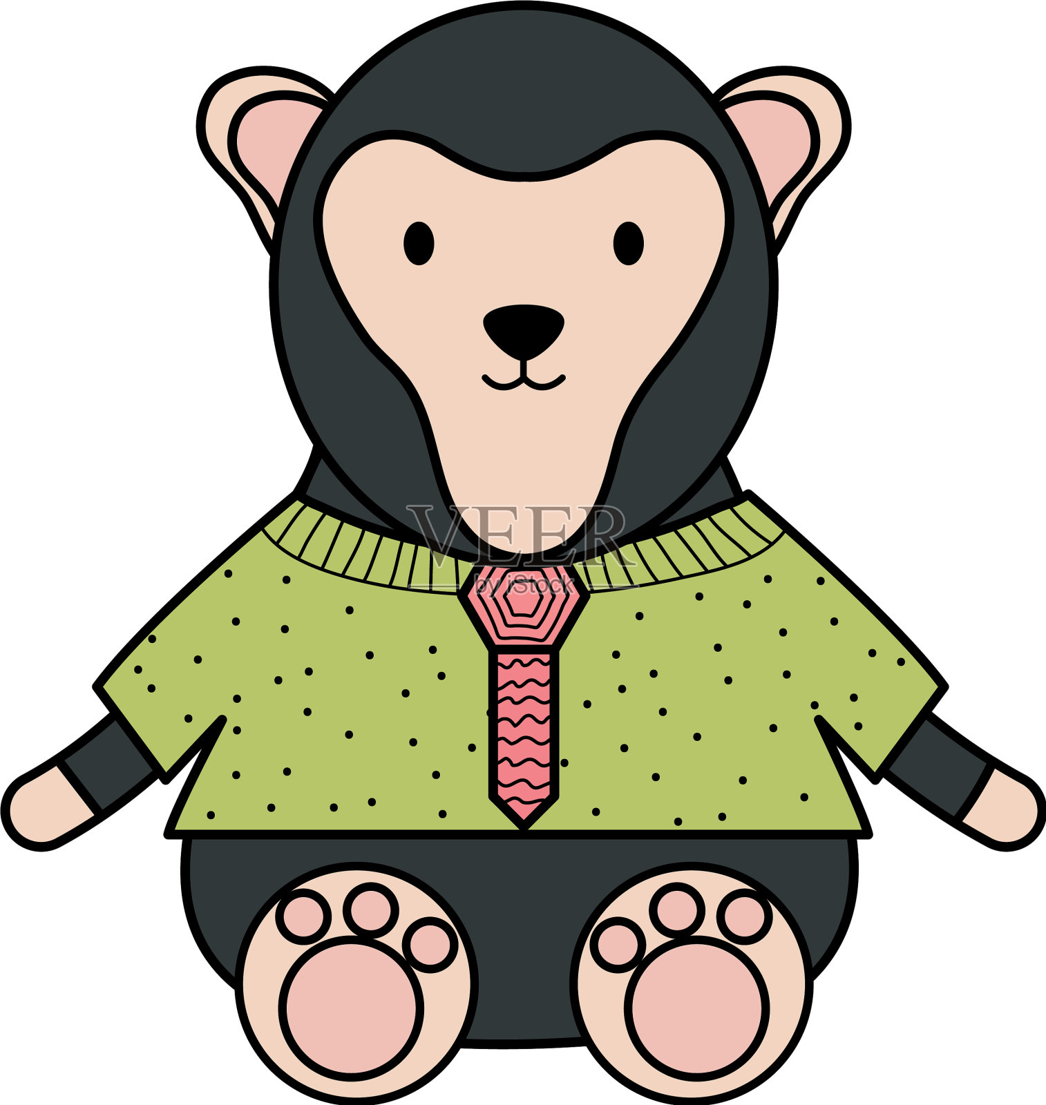 可爱的猴子幼稚的性格设计元素图片