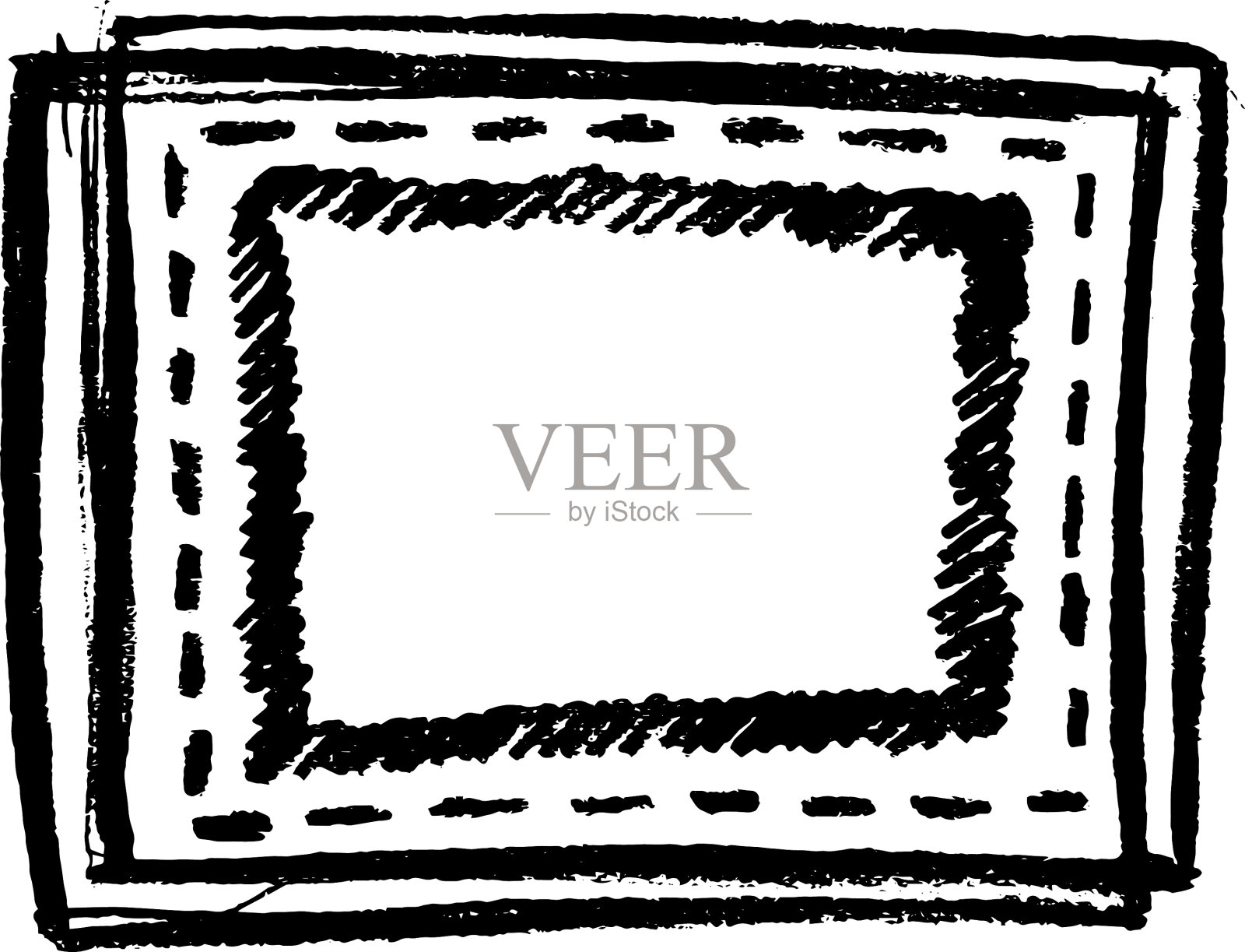 手绘框架收集孤立的白色设计元素图片