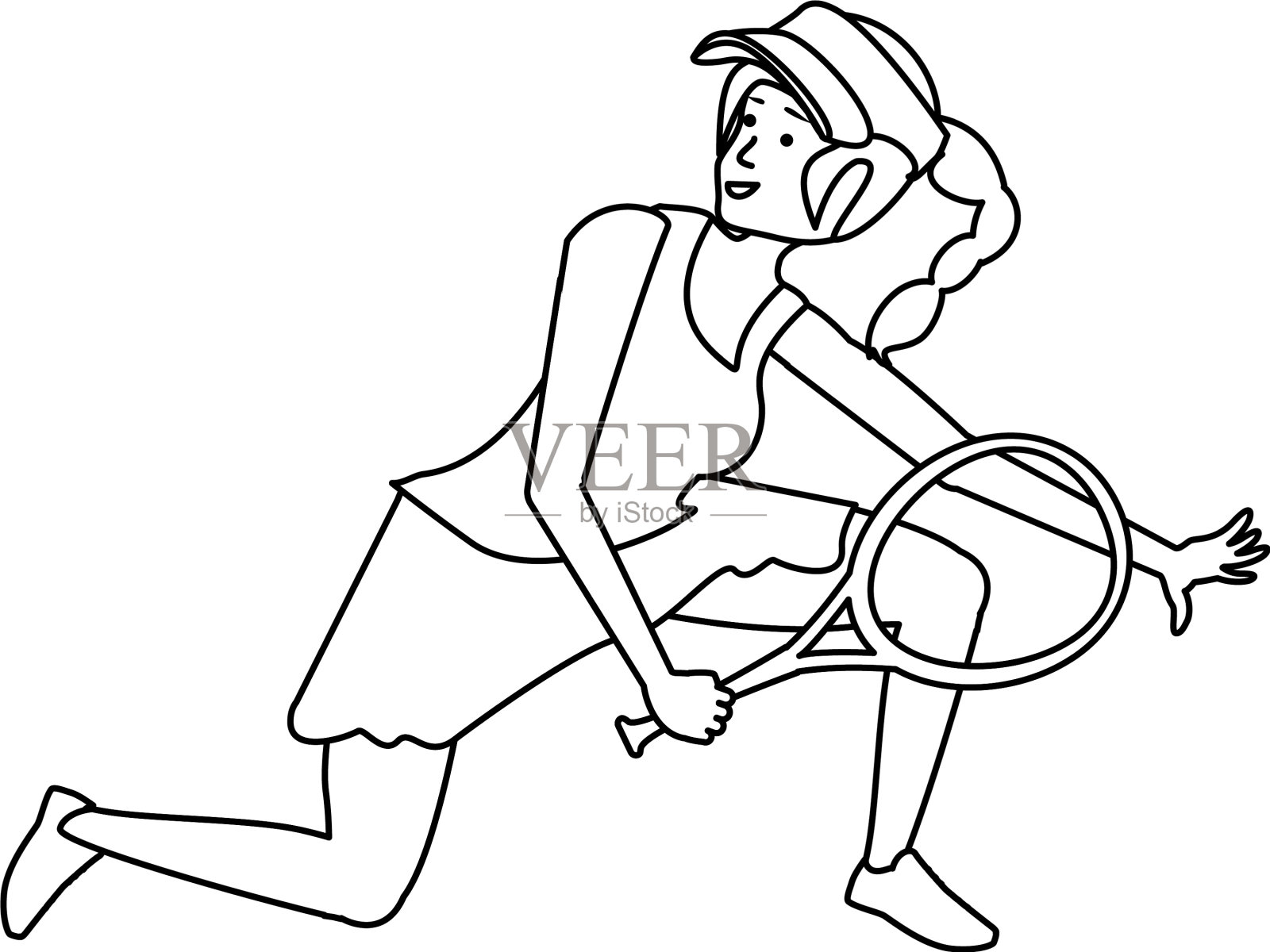 女子网球用球拍打设计元素图片