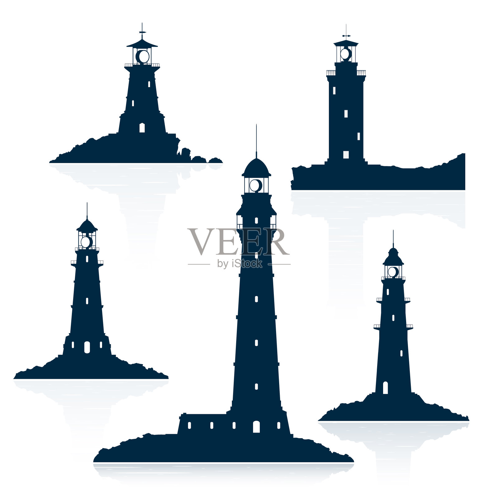灯塔孤立地置于白色之上设计元素图片