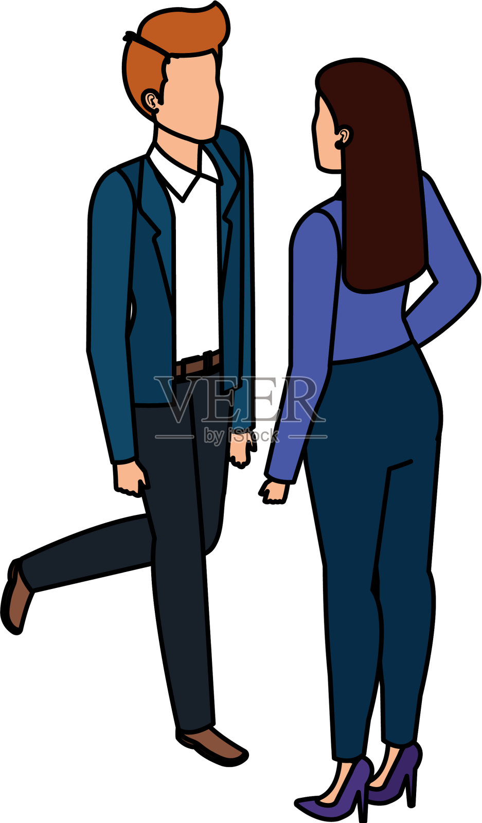 商业夫妻用虚拟人物聊天设计元素图片