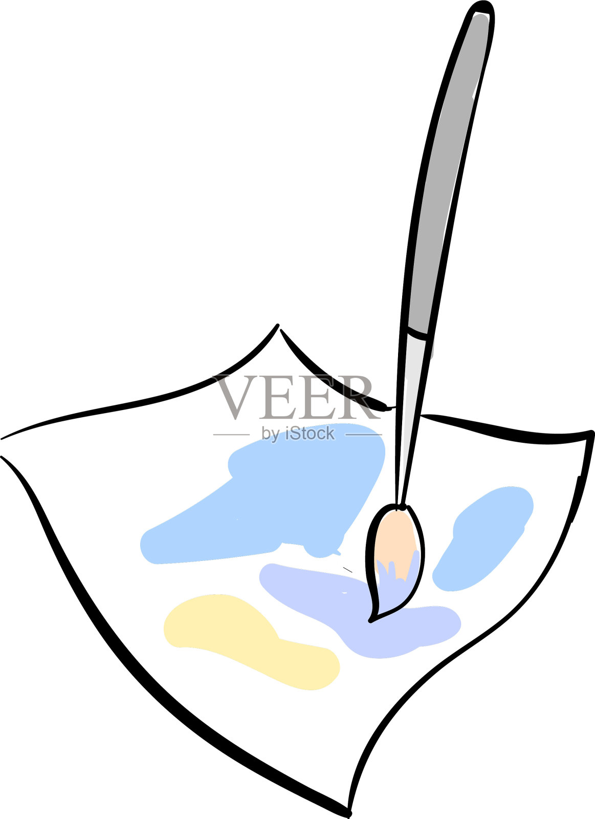 白色背景上的画笔和纸设计元素图片