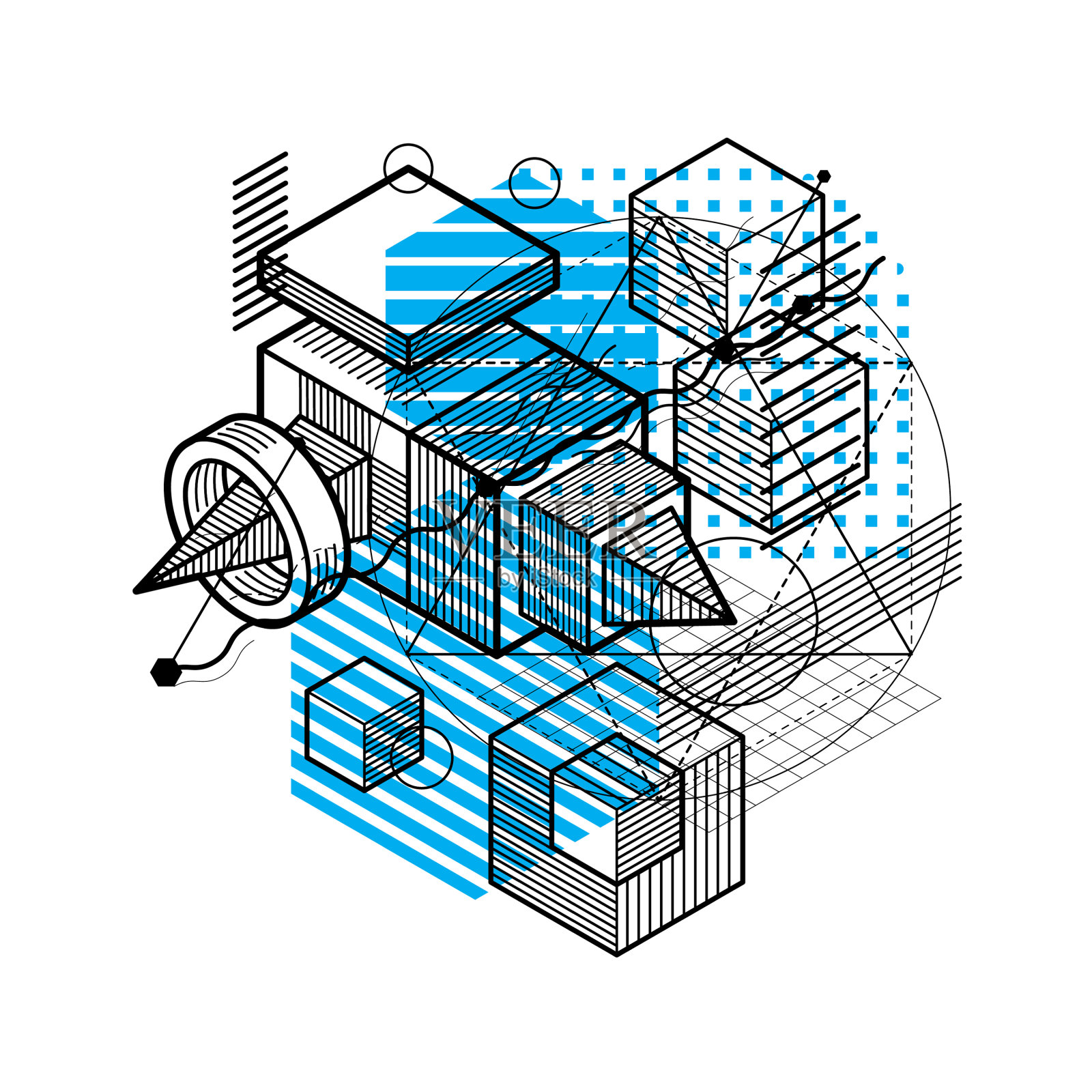 抽象的背景与等距线和设计元素图片