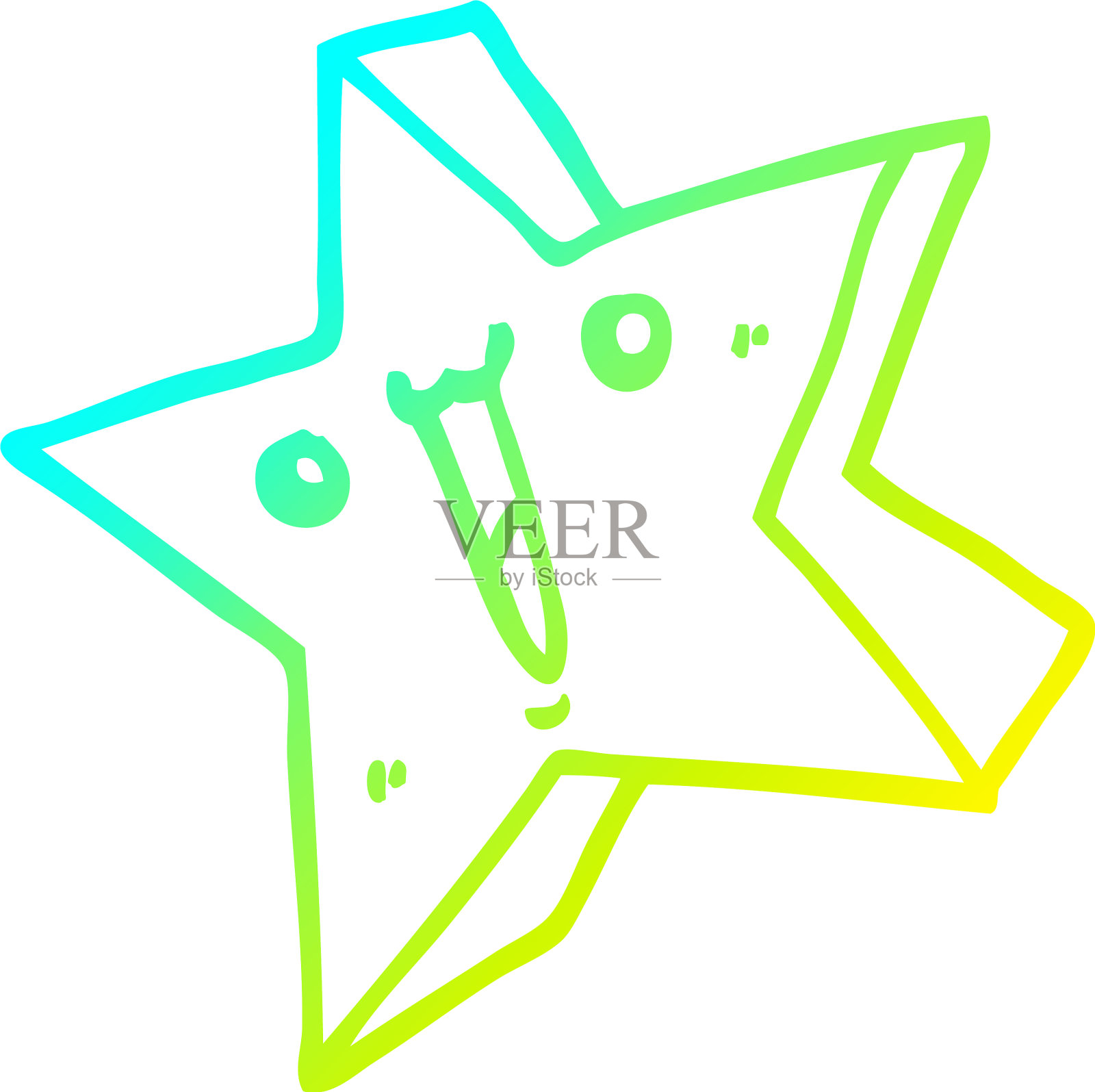 冷梯度线画卡通开心星设计元素图片