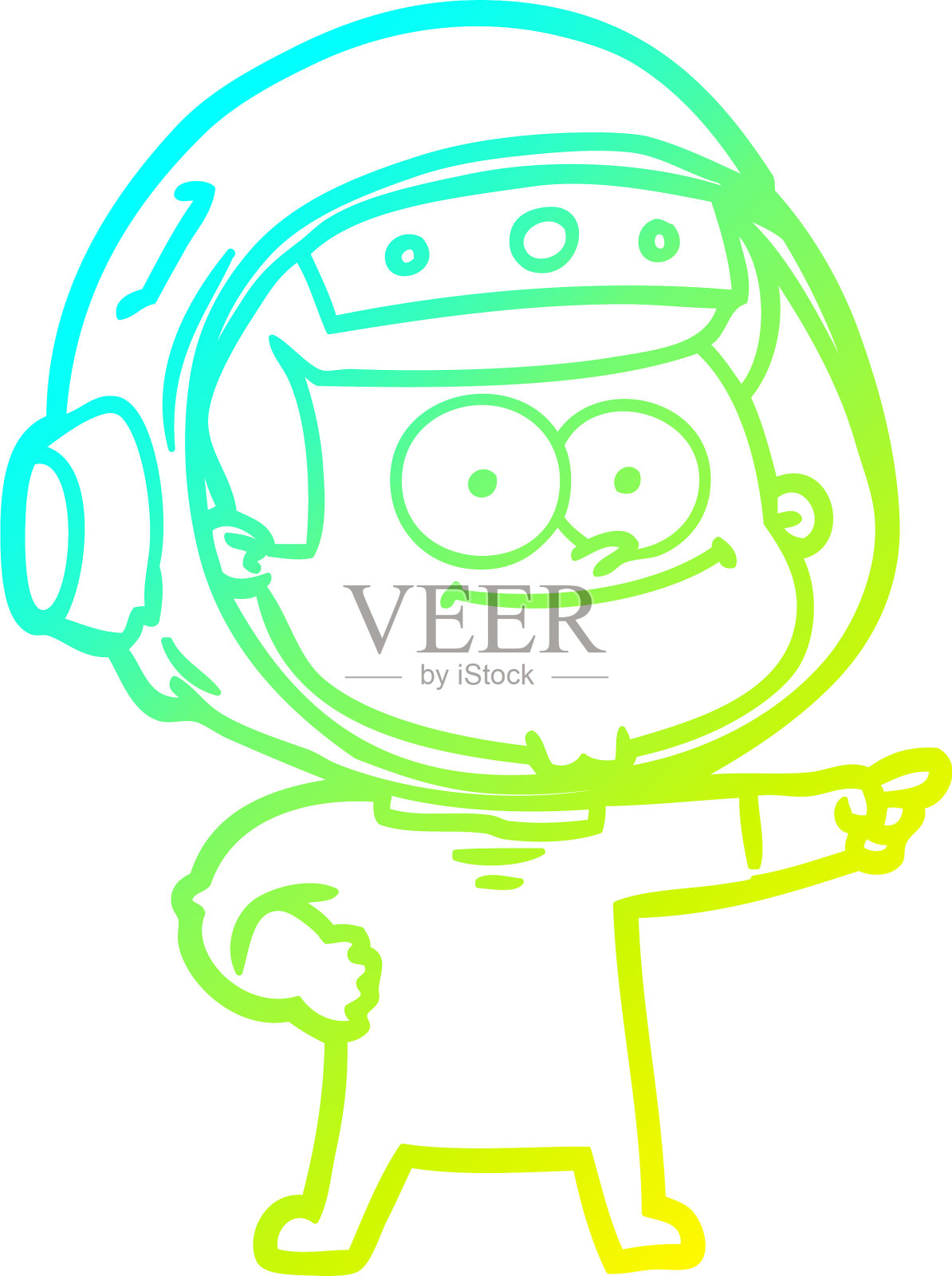 冷梯度线画快乐宇航员卡通设计元素图片