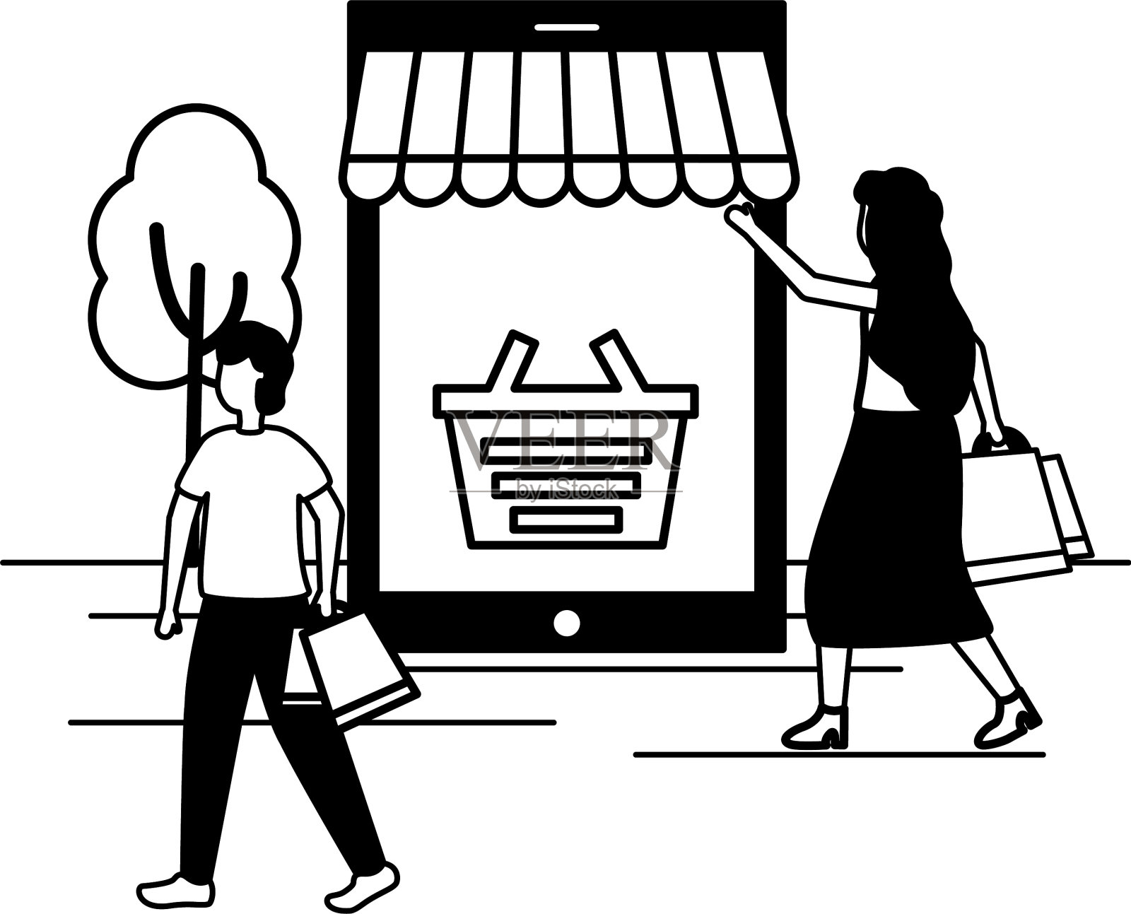 人们购物袋的商业理念设计元素图片