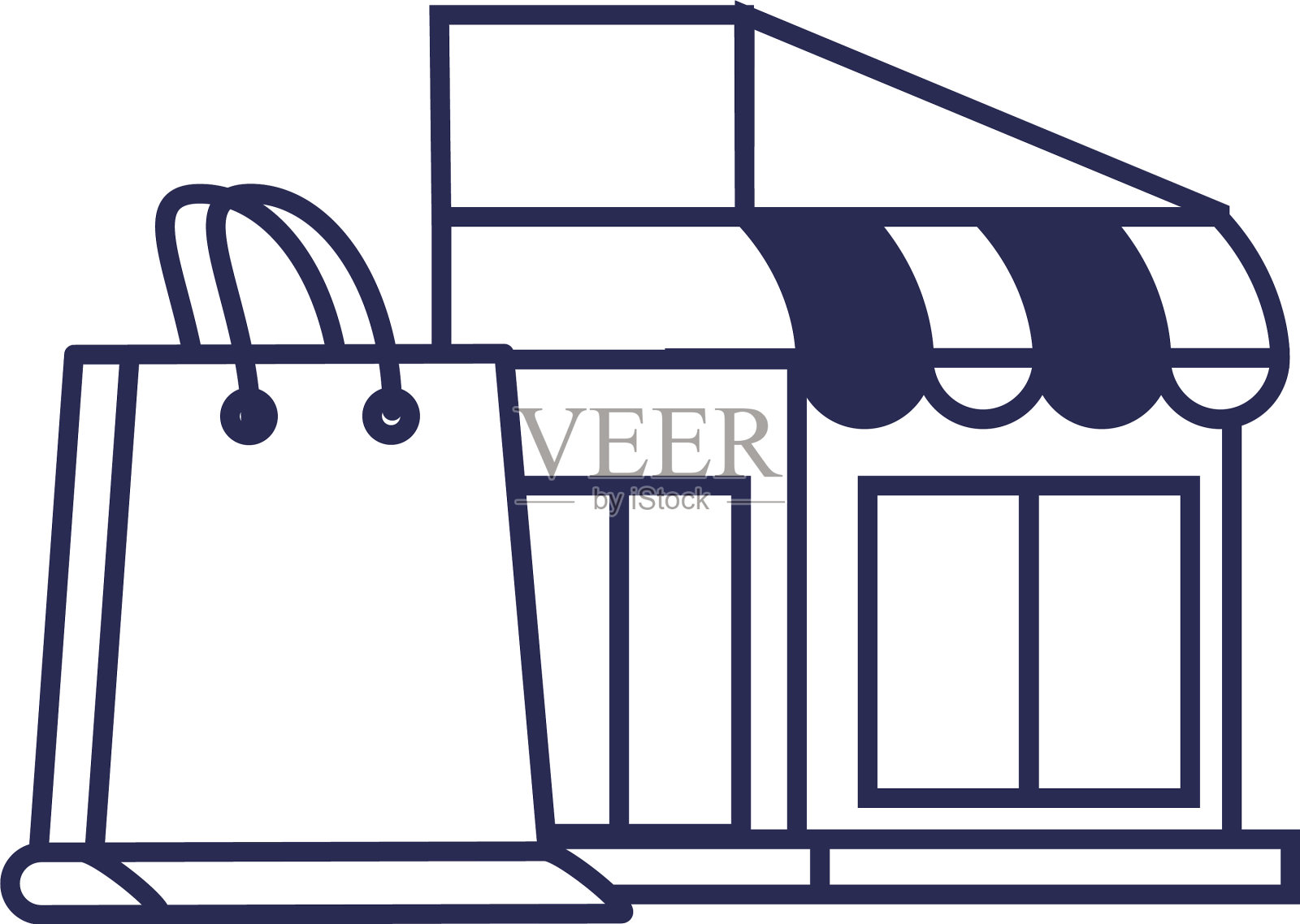 商店正面有购物袋设计元素图片