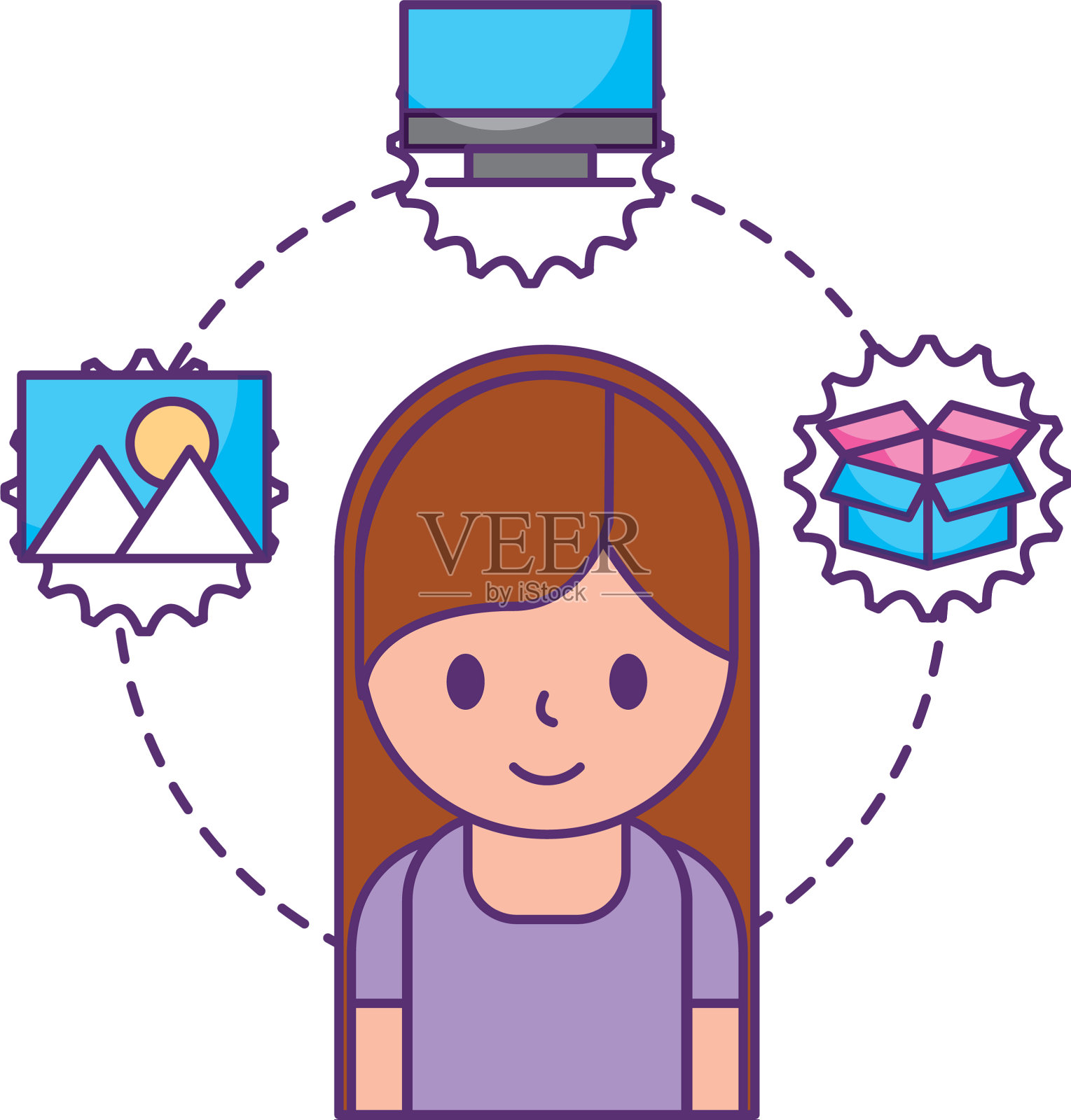 女性肖像卡通社交媒体图标素材