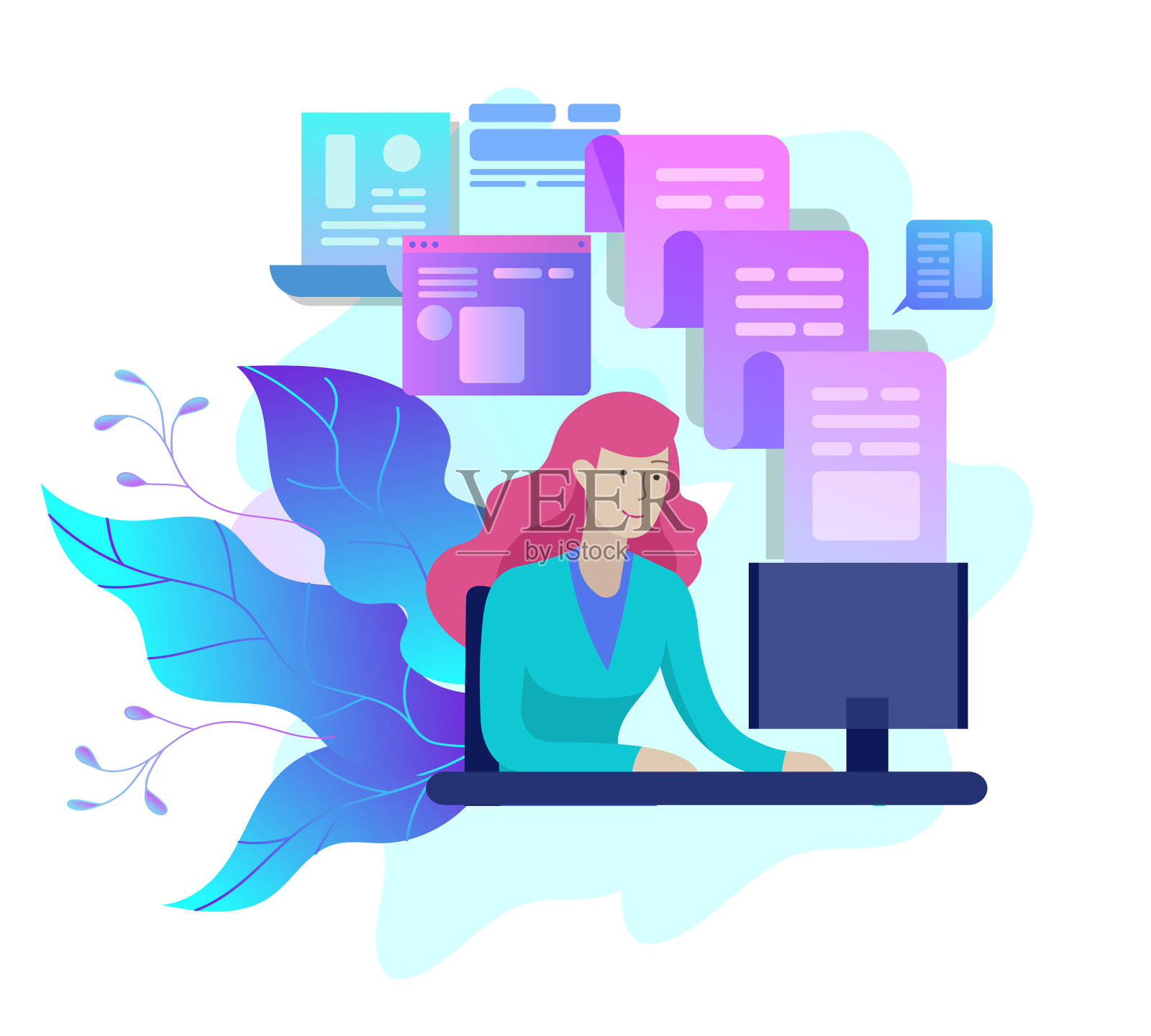 概念登陆页面模板客户服务设计元素图片