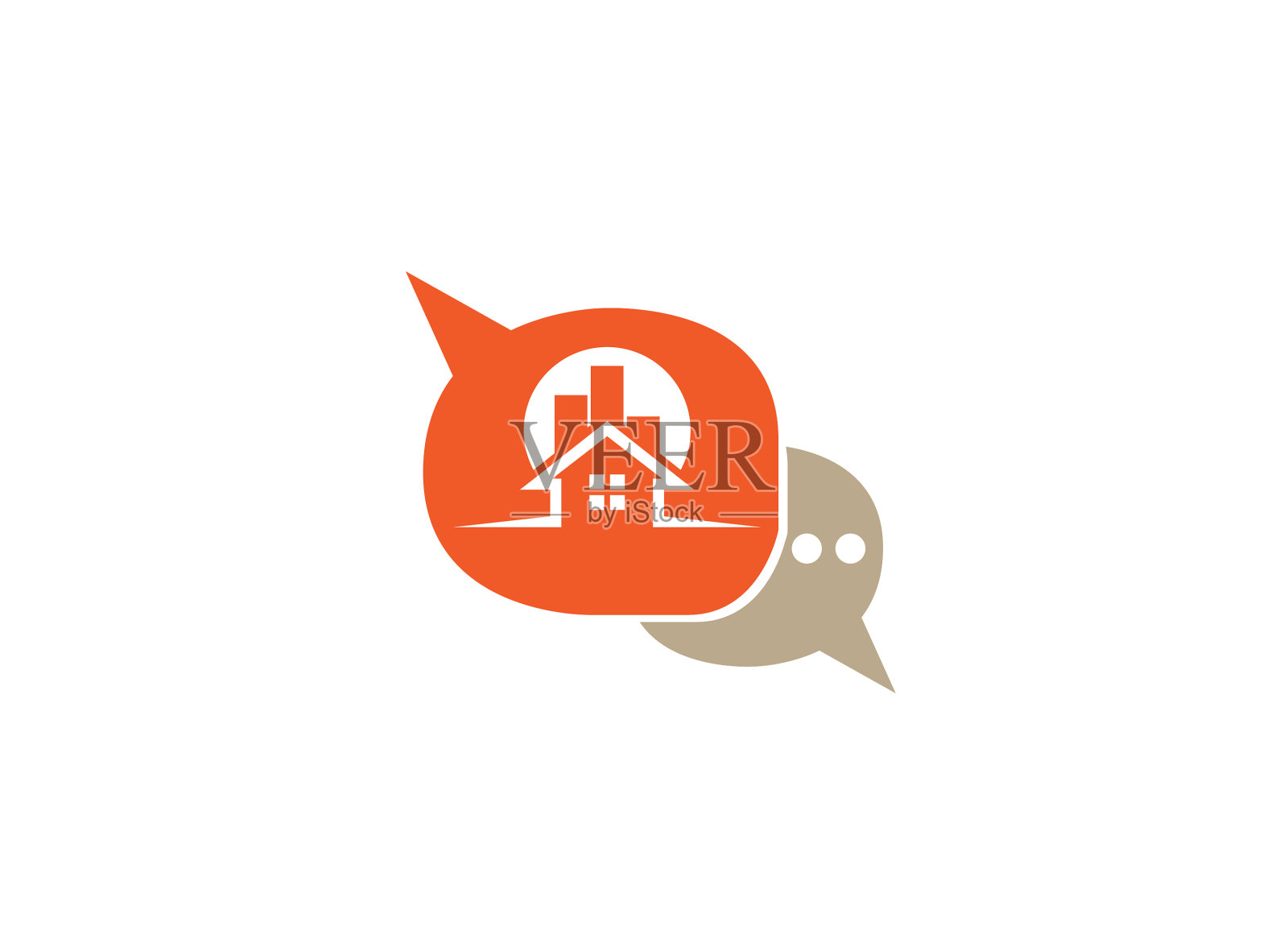 家的标志是一个大太阳后面的房子标志设计元素图片