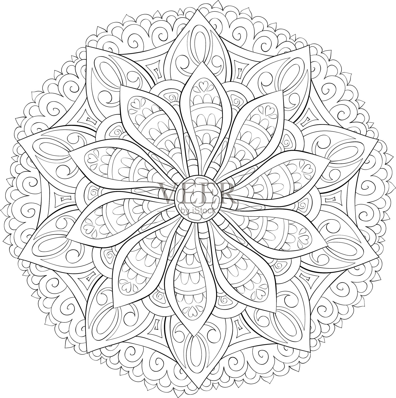 成人涂色书册一幅禅宗曼陀罗图像设计元素图片
