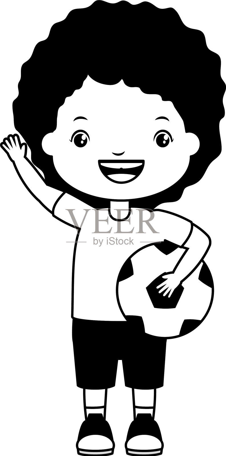 拿着足球的男孩设计元素图片