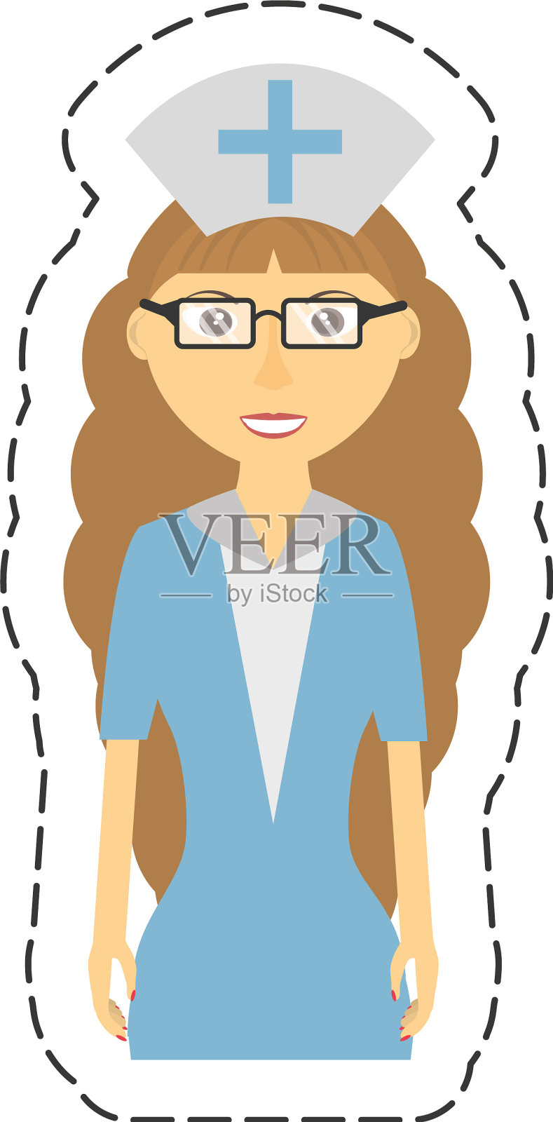 卡通肖像护士女帽子长发设计元素图片