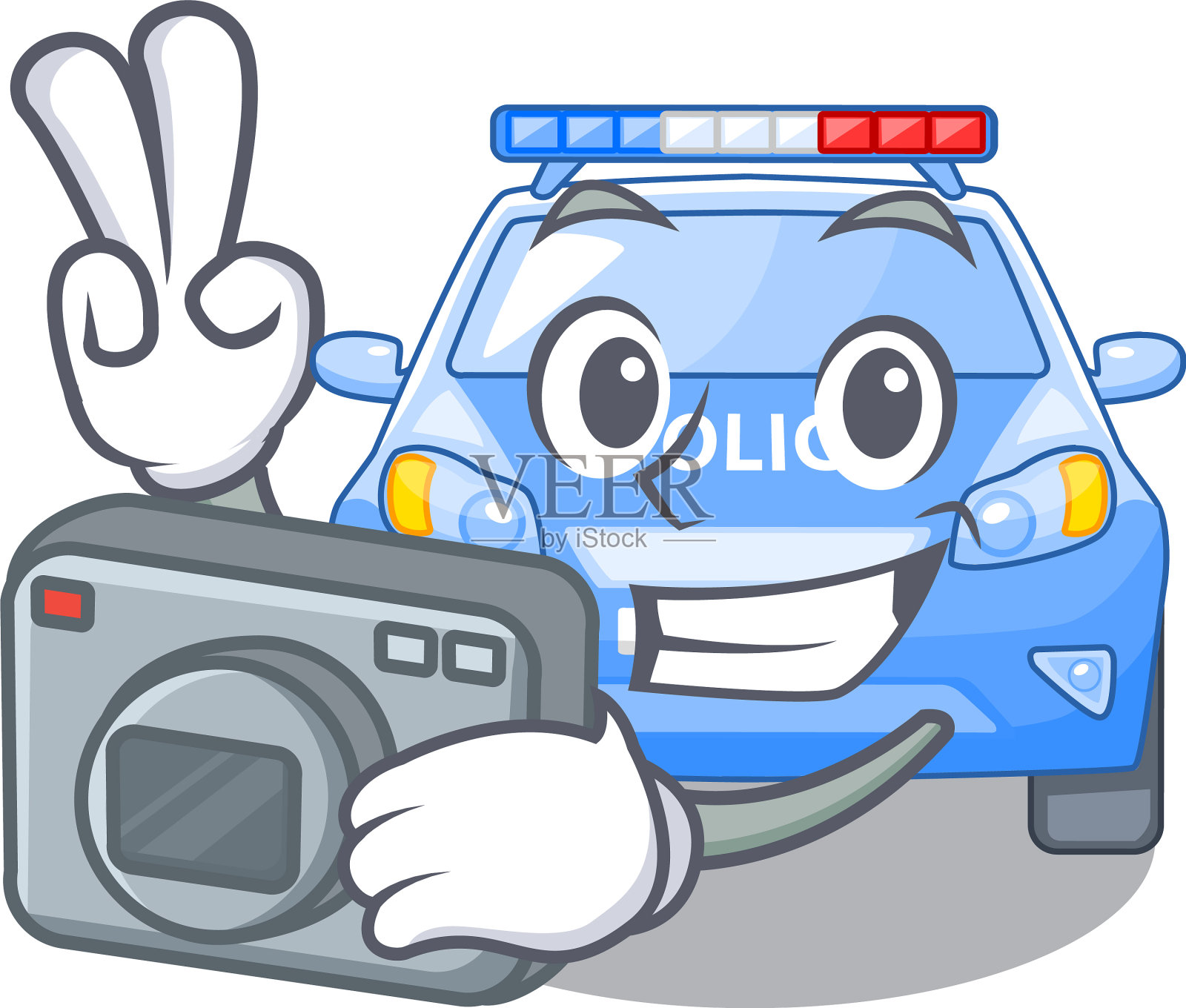 摄影桌上的微型卡通警车设计元素图片