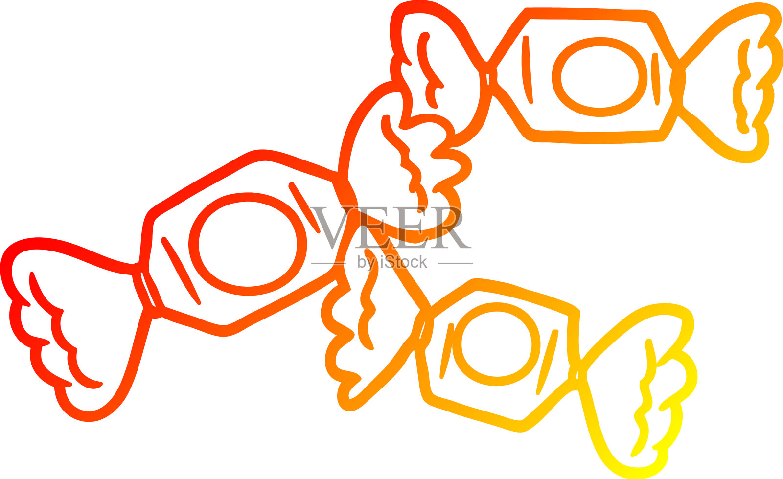 温暖的梯度线画卡通包装糖果设计元素图片