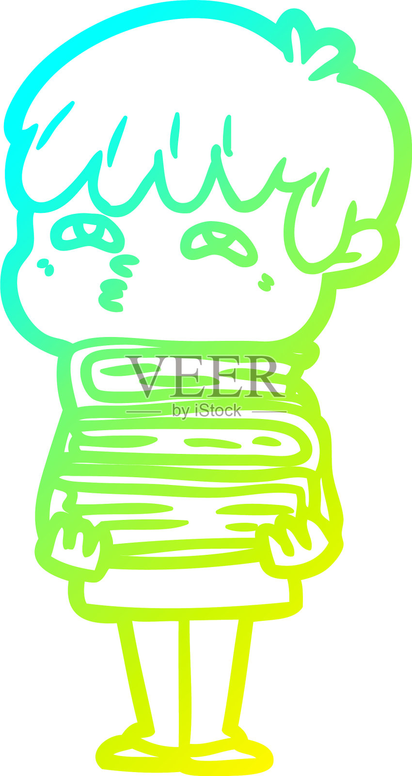 冷梯度线画卡通好奇人设计元素图片