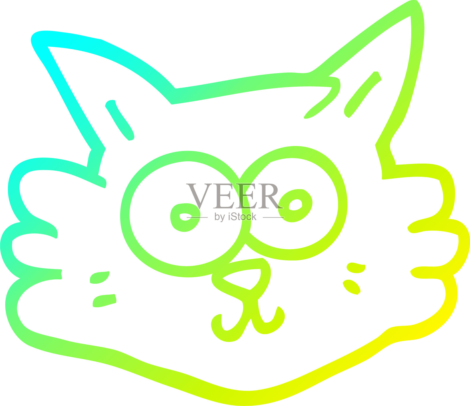冷梯度线画卡通猫脸设计元素图片