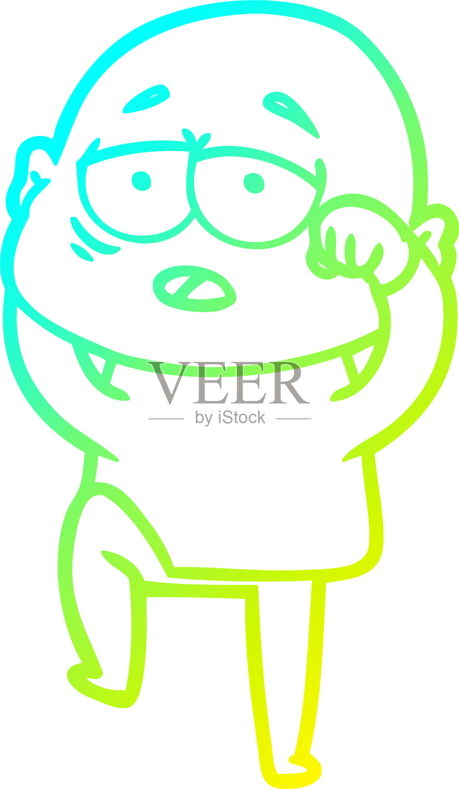 冷梯度线画疲惫的卡通秃头男人设计元素图片