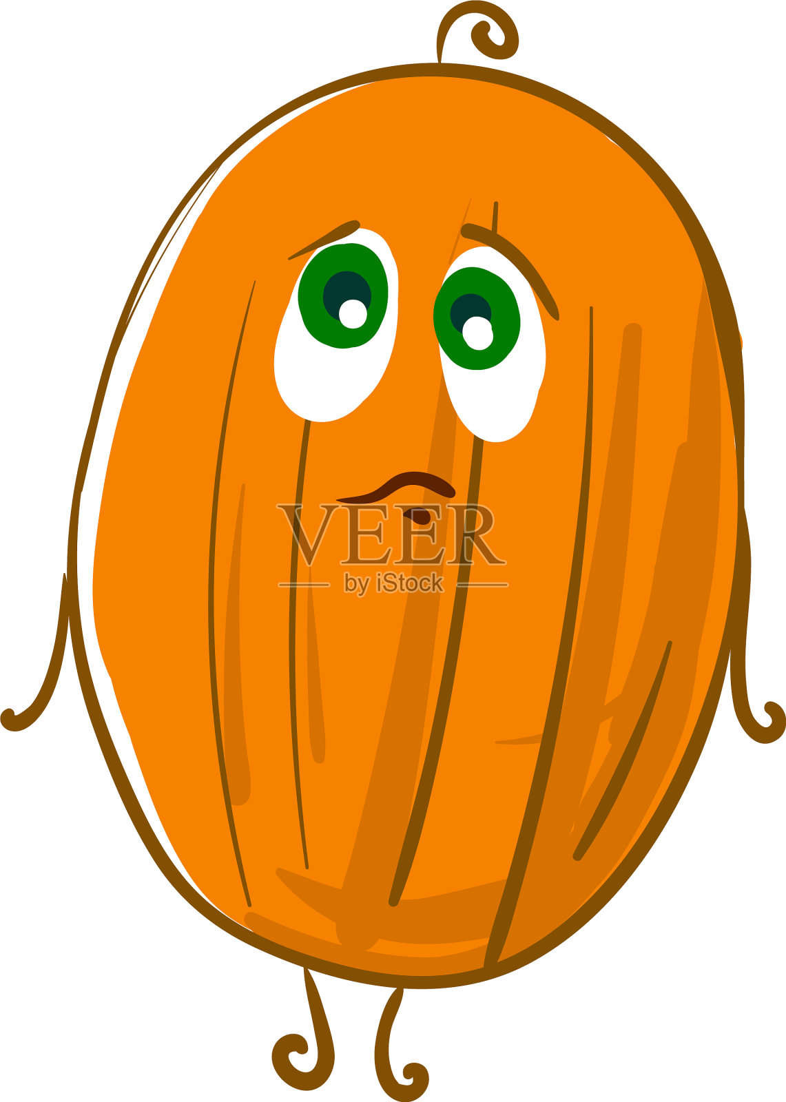 白色背景上的伤心小甜瓜设计元素图片