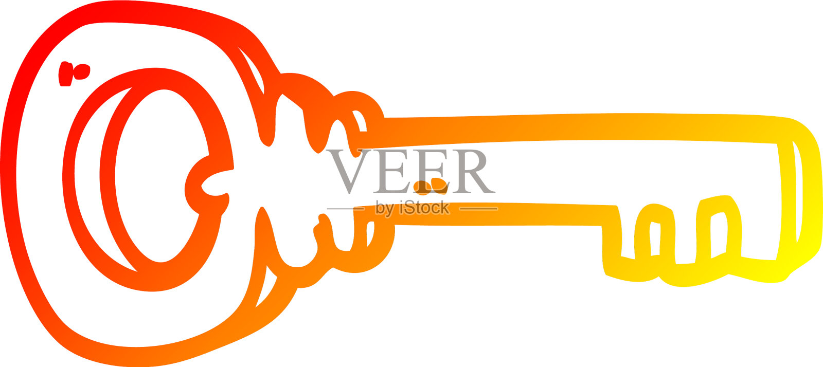 暖色调梯度线绘制卡通金属键设计元素图片