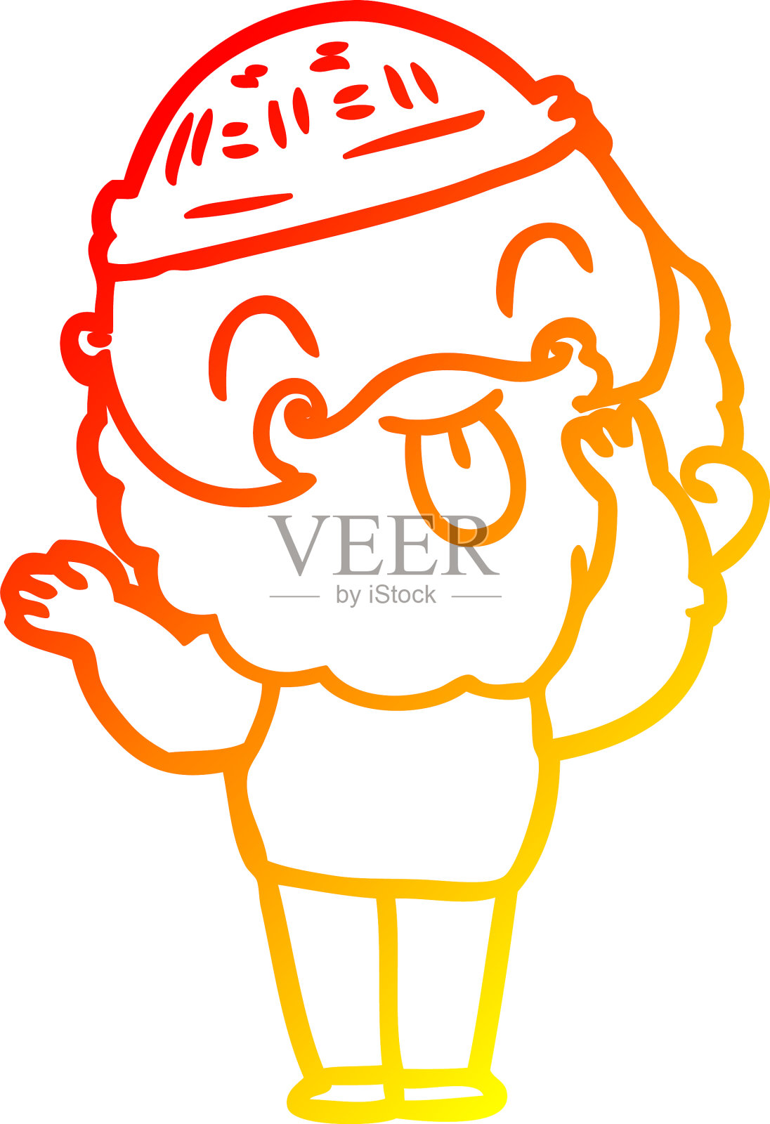 温暖的梯度线画男人的胡子设计元素图片