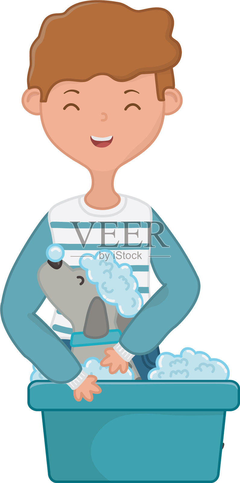 男孩和狗的卡通设计设计元素图片