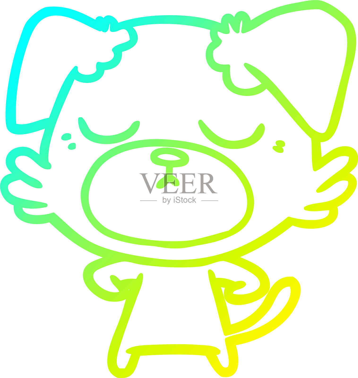 冷梯度线画可爱的卡通狗设计元素图片