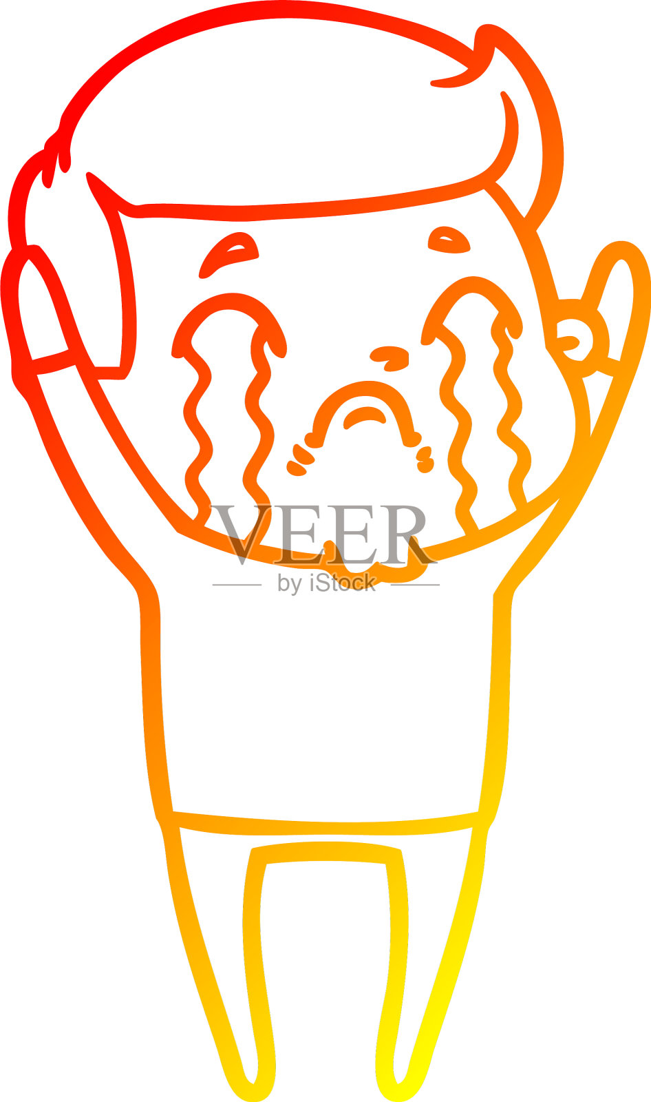 温暖的梯度线画卡通男人哭泣设计元素图片
