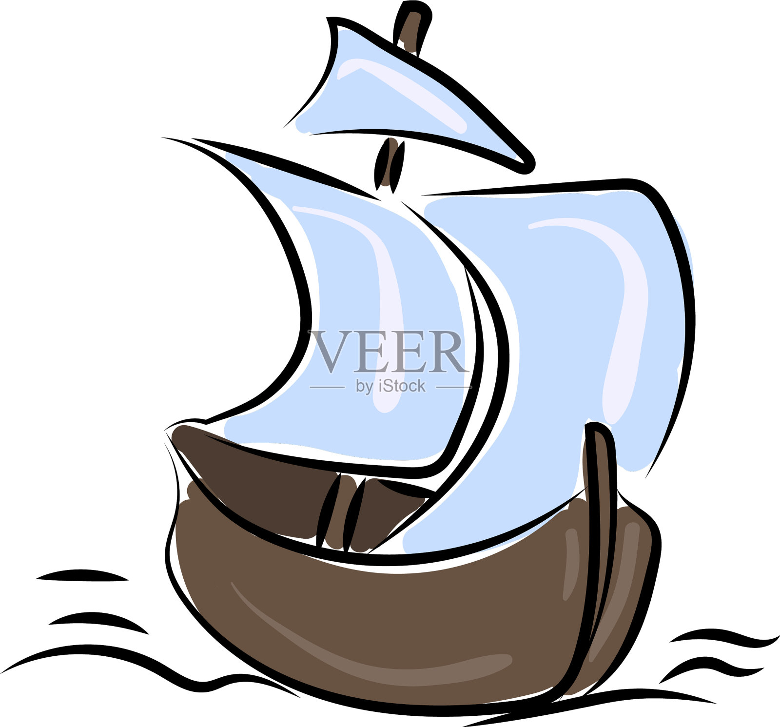 白色背景上的小船设计元素图片