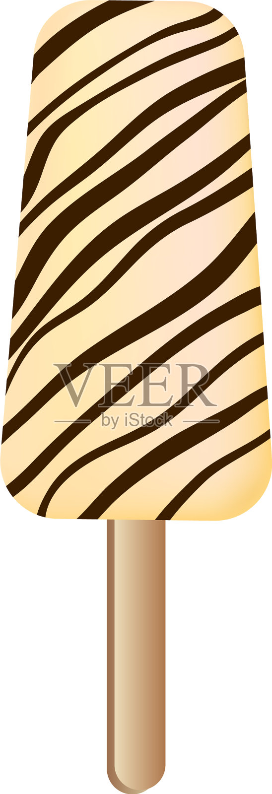 牛奶条纹巧克力冰棒卡通图标设计元素图片