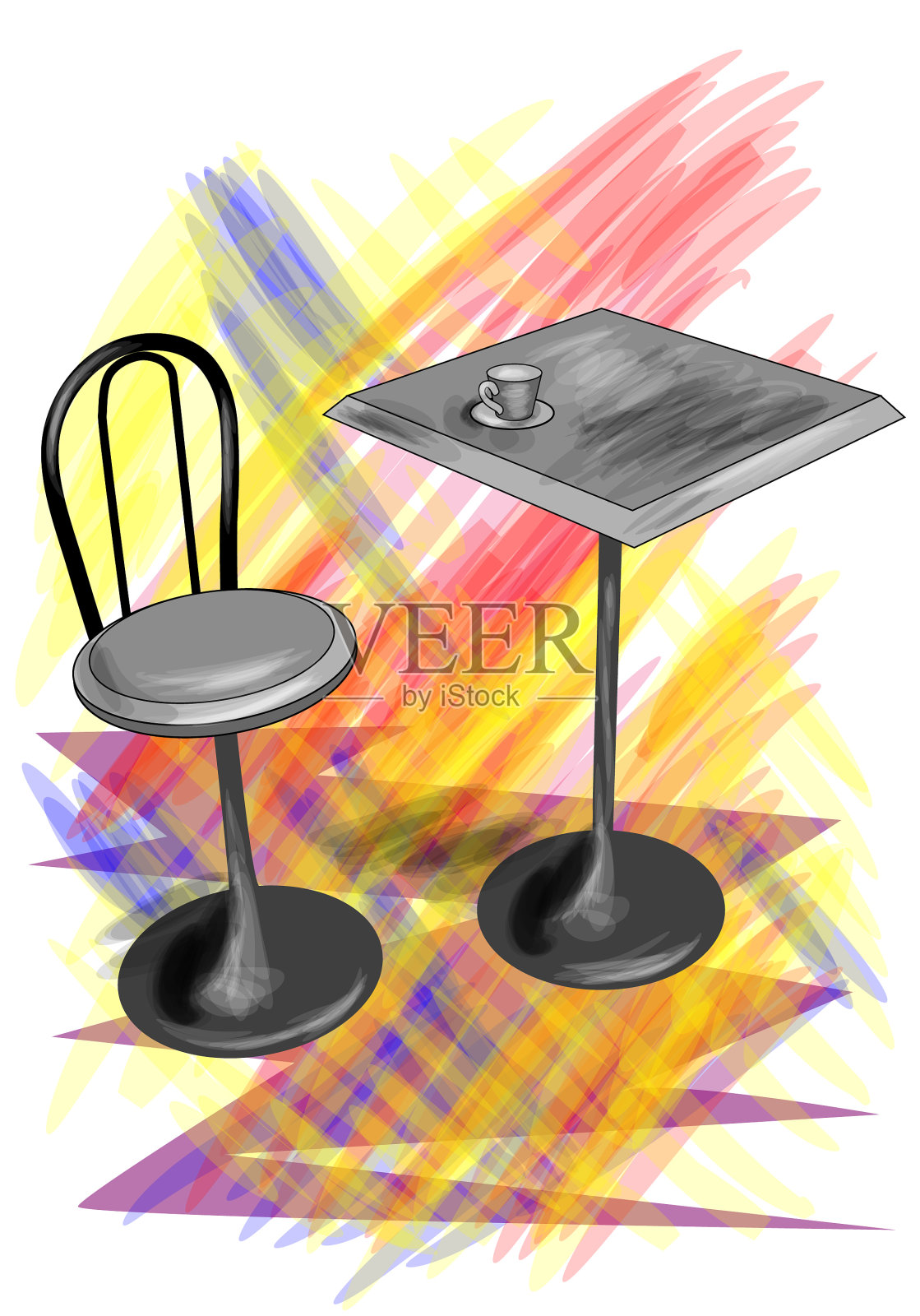 咖啡桌和咖啡设计元素图片