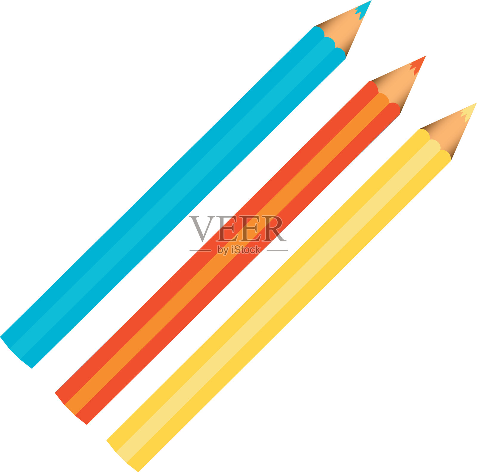 颜色铅笔图标股票插画图片素材