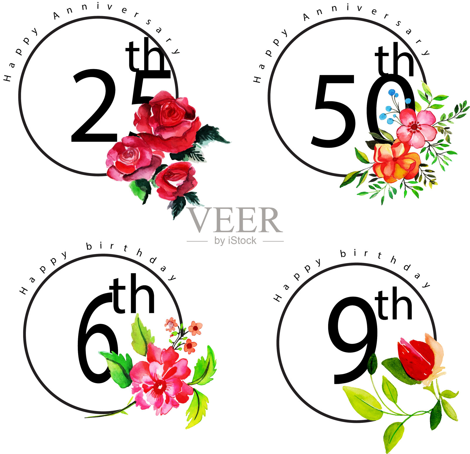 周年快乐和生日的标志插画图片素材