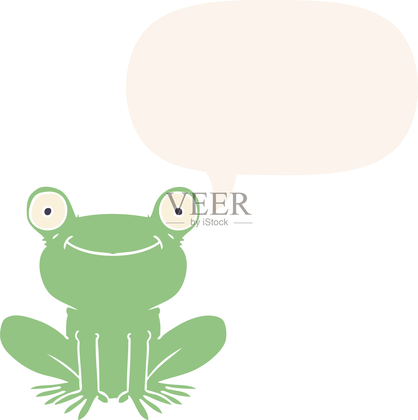 卡通青蛙和语音泡沫在复古风格设计元素图片
