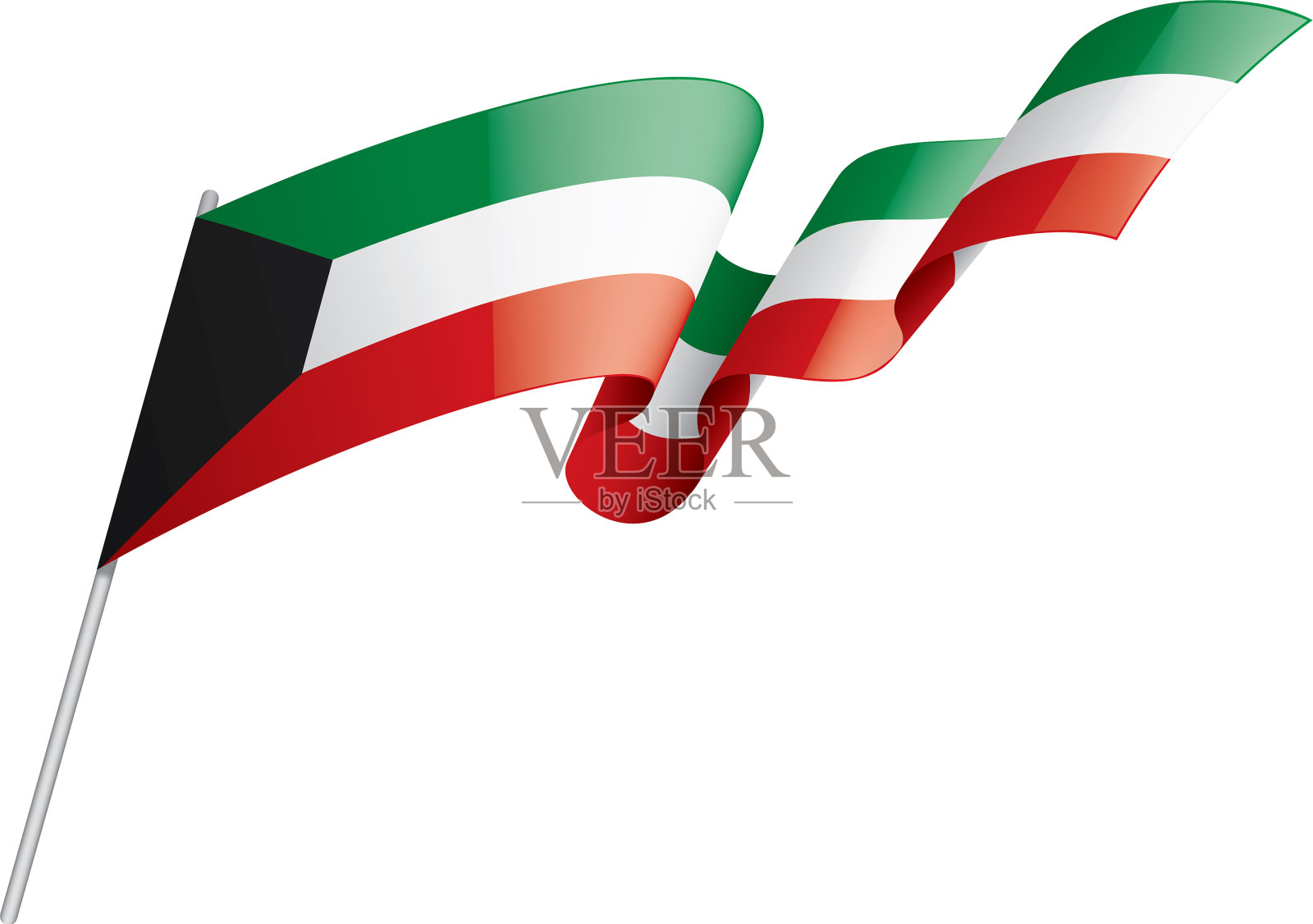 科威特国旗上有白色设计元素图片